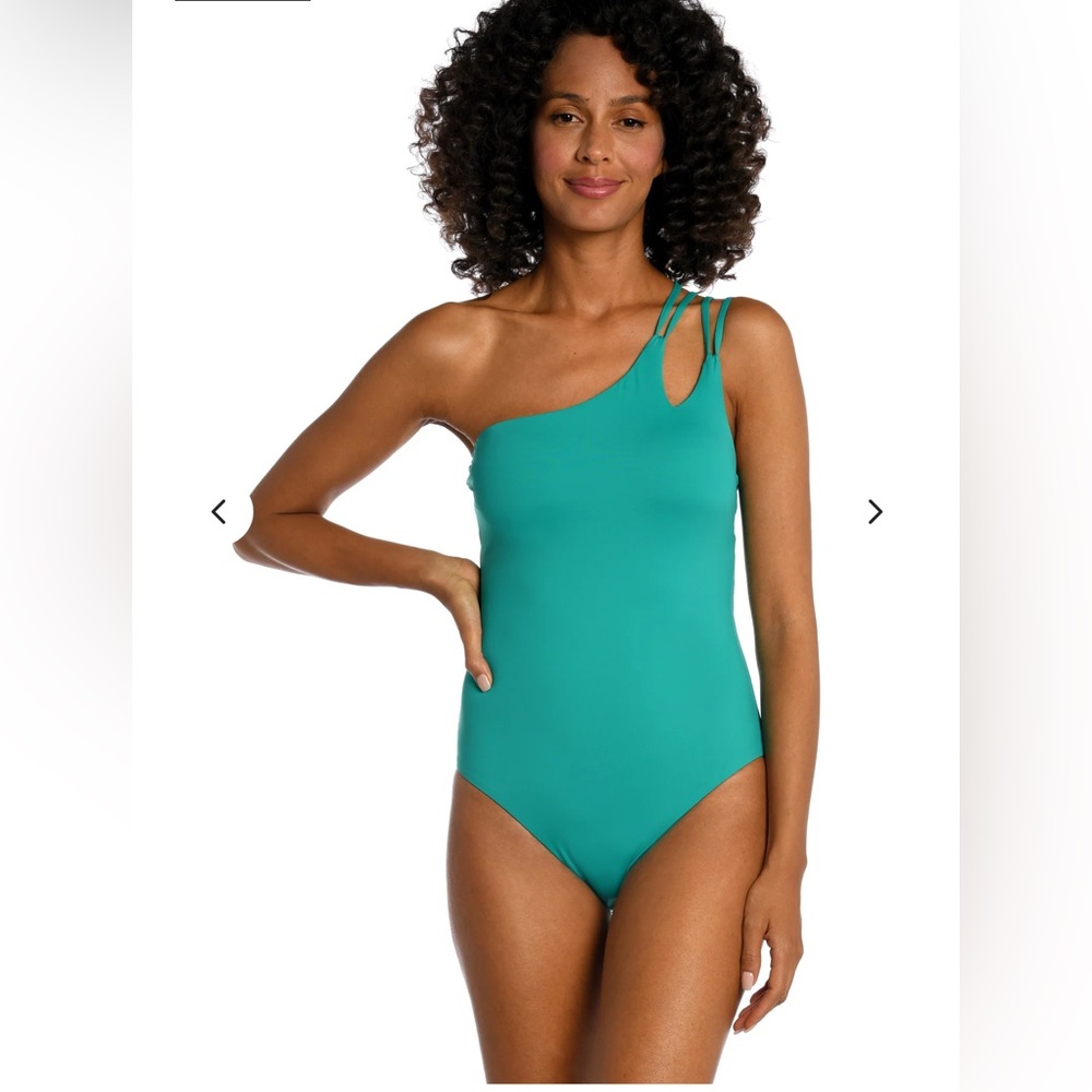 La Blanca Island Goddess Strappy One Shoulder One Piece - Emerald